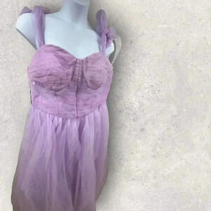 Purple fairy style dress w/ lace up back, chest 24" length 49" wedding dress NWT
